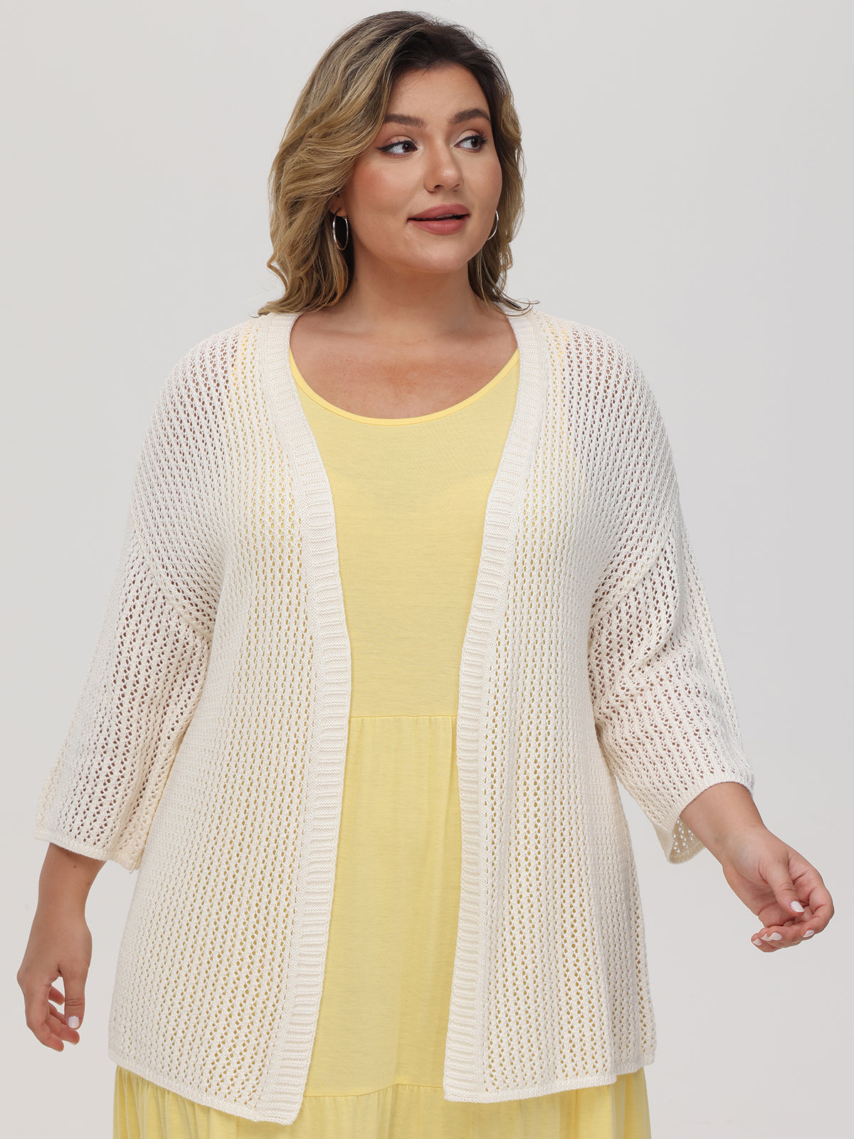 Plus Crochet Drop Shoulder Cardigan