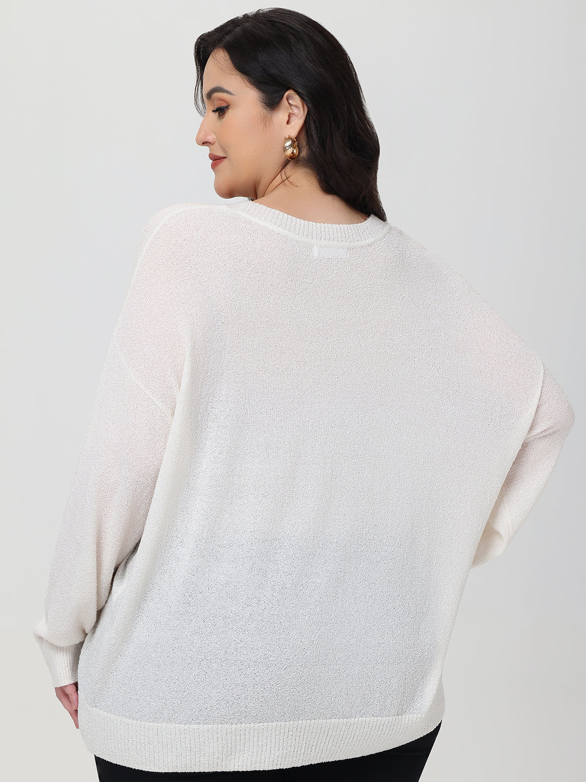 Plus V-Neck Drop Shoulder Pullover