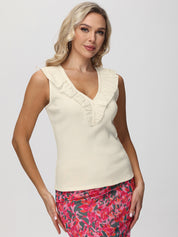 Ruffle Neck Knit Top