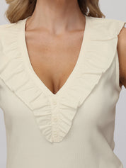Ruffle Neck Knit Top