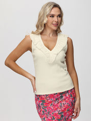 Ruffle Neck Knit Top