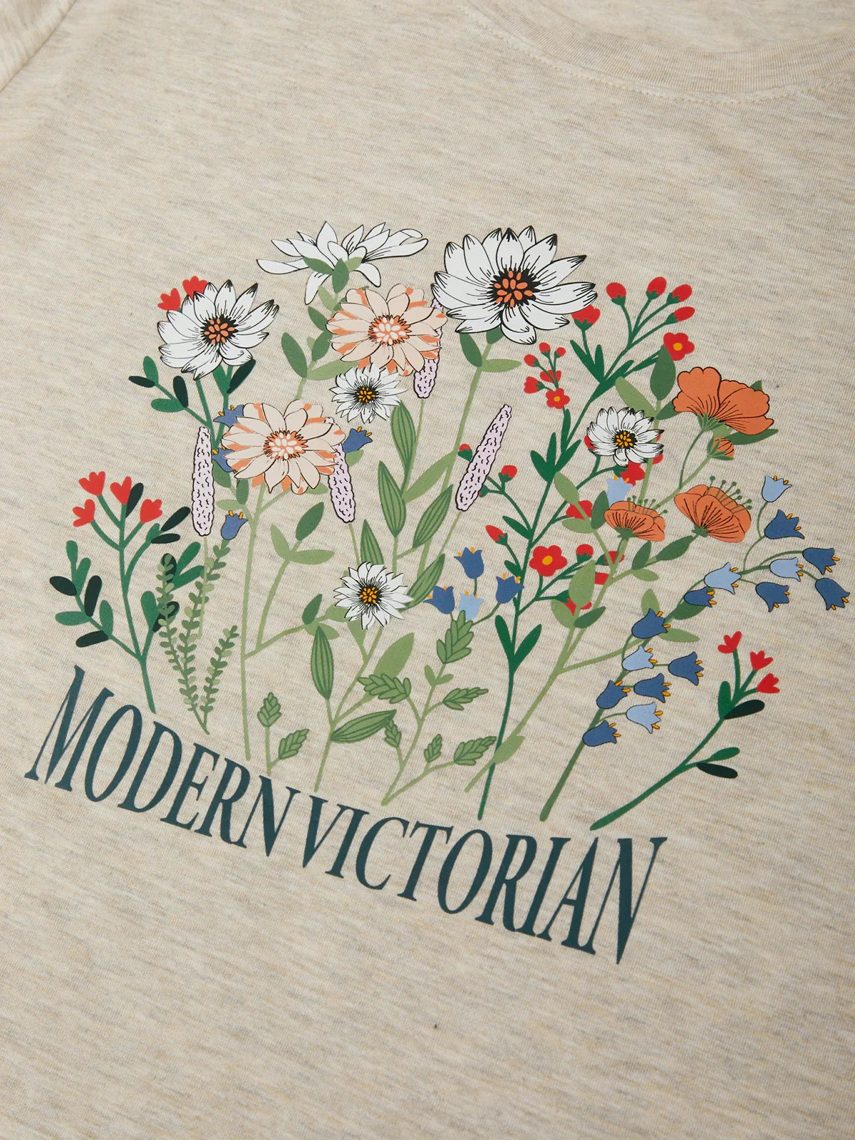 Beige fabric with floral design and 'Modern Victorian' text