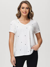 Heart Print V-Neck Tee