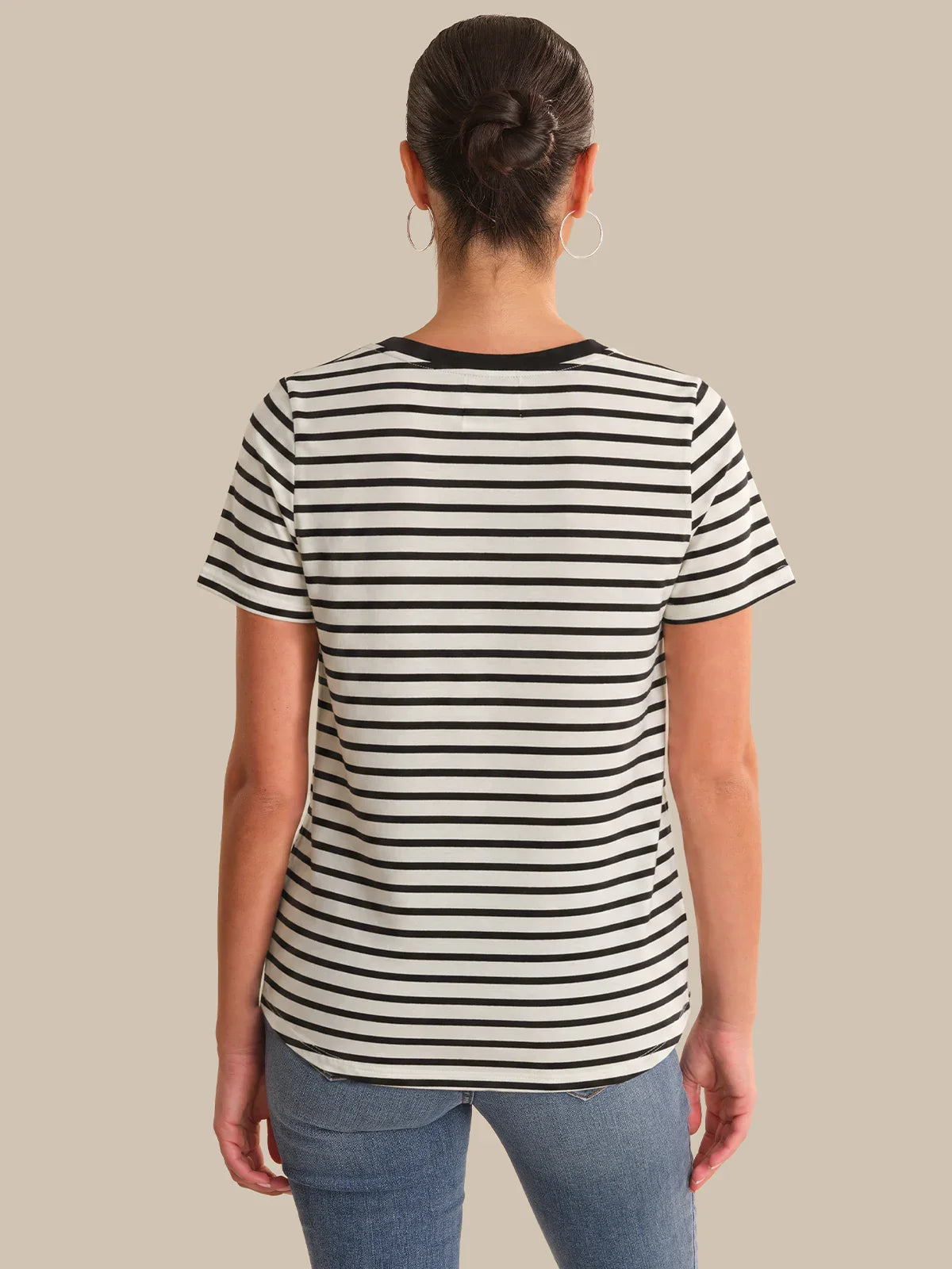 Stripe V-Neck Pocket Tee