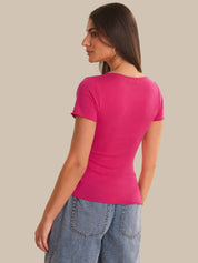 Ruched Ruffle Sleeve Tee