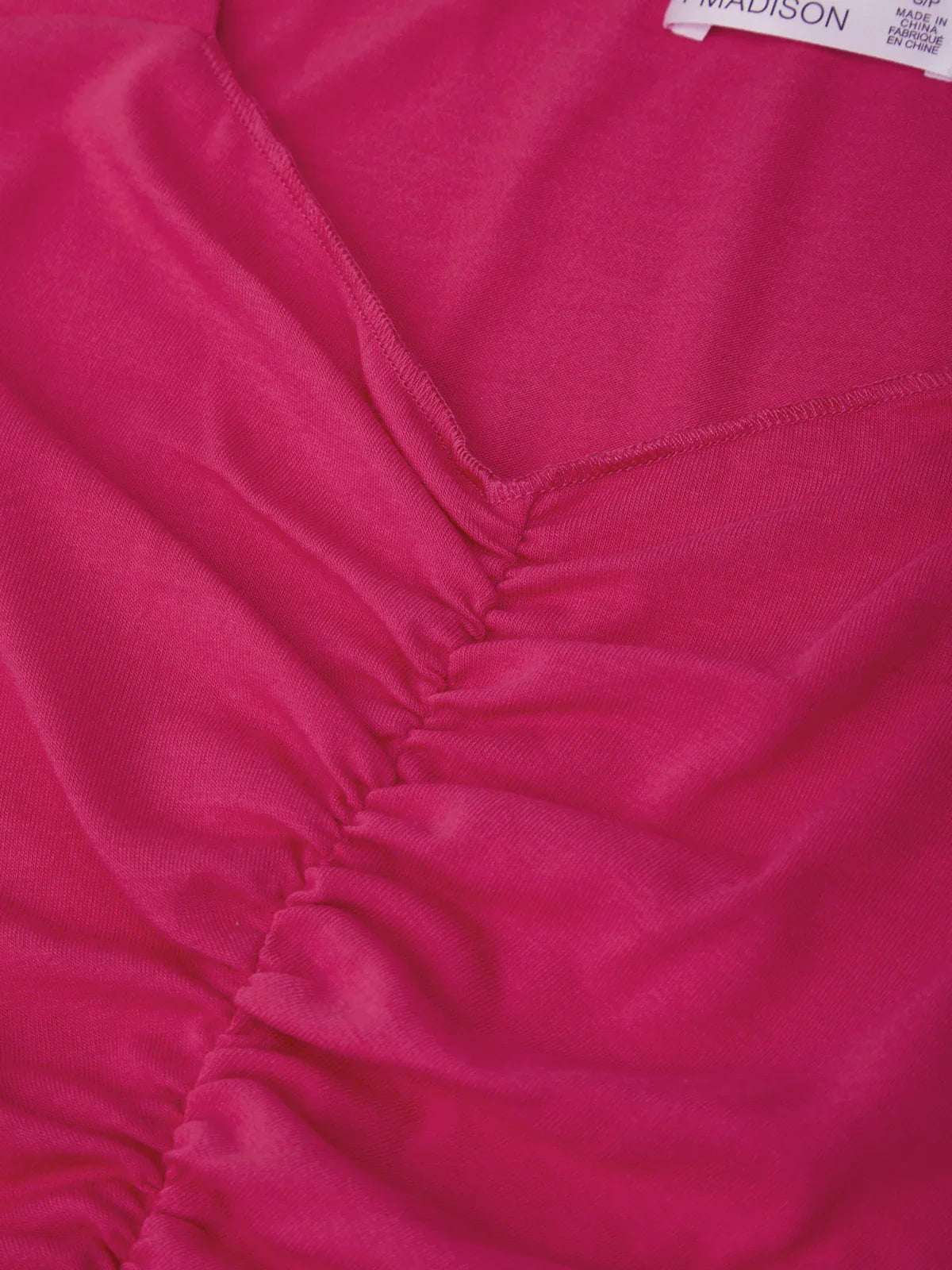 Ruched Ruffle Sleeve Tee