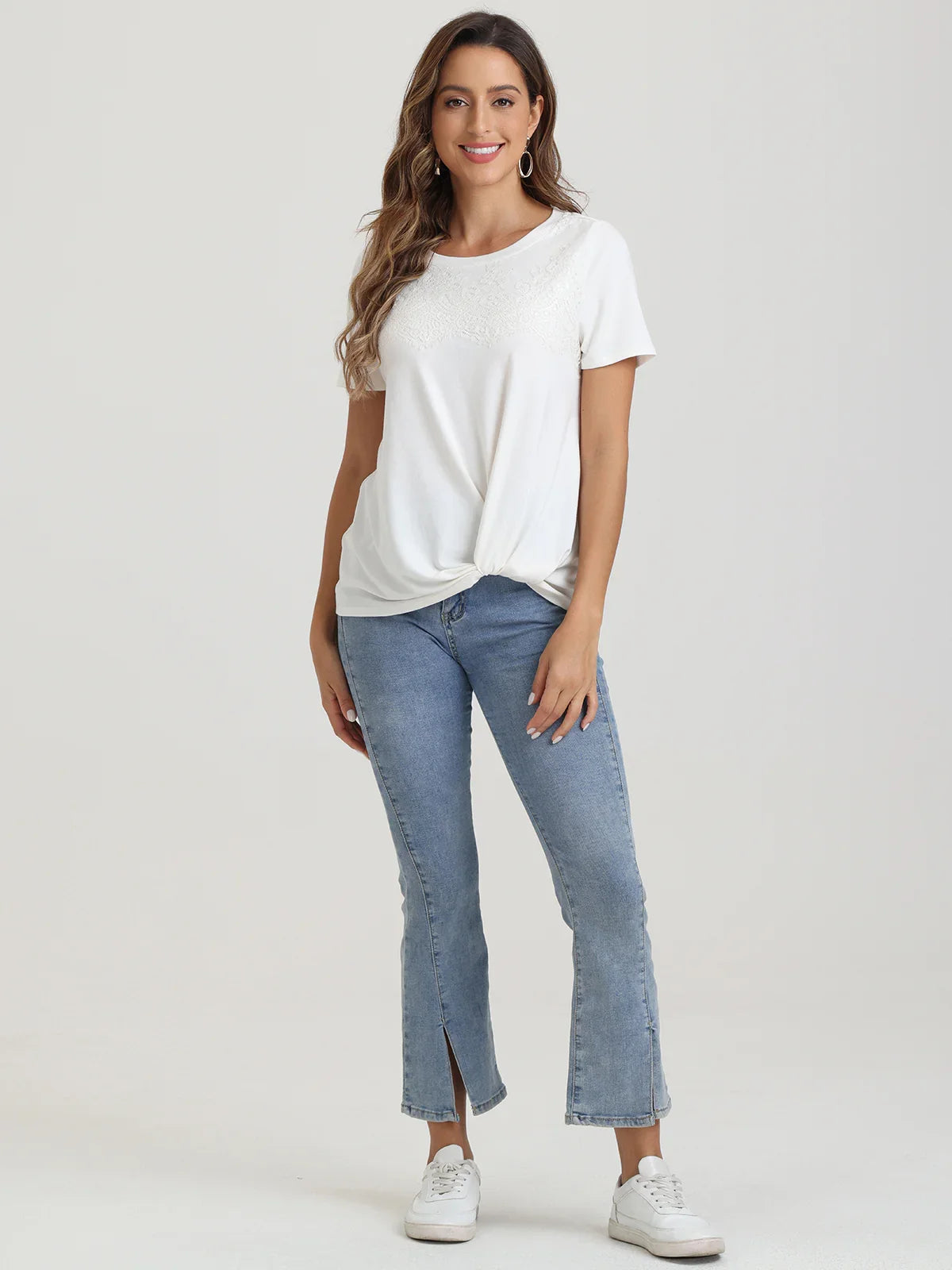 Twist Hem Crewneck Top