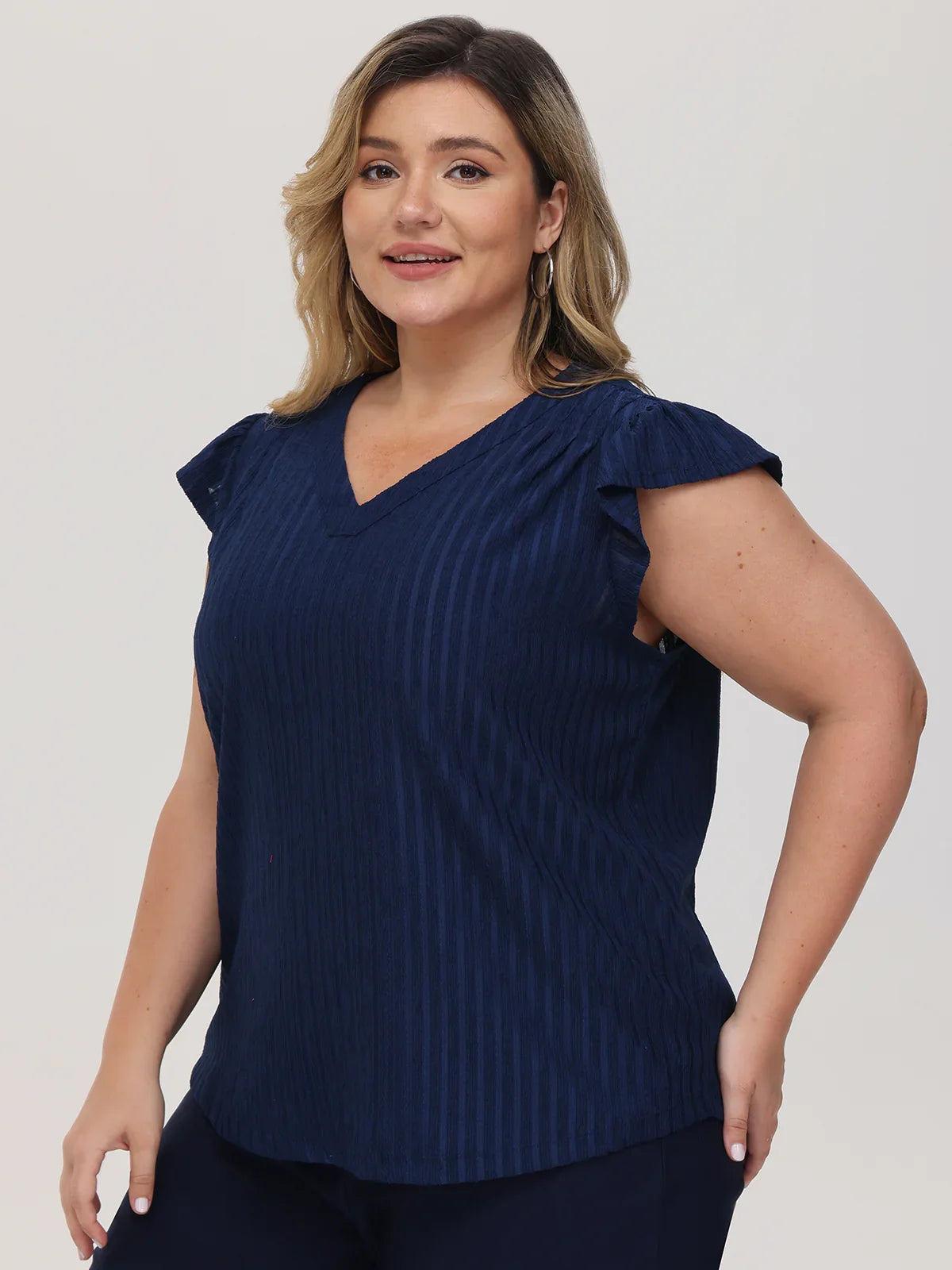 Plus Flutter Sleeve Knit Top