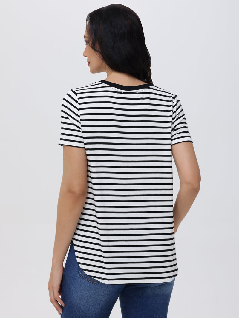 Stripe V-Neck Tee