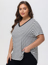 Plus Stripe V-Neck Tee