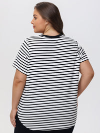 Plus Stripe V-Neck Tee