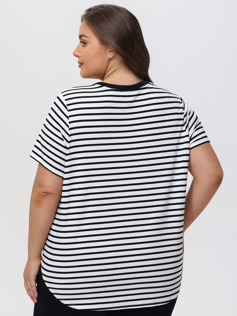 Plus Stripe V-Neck Tee