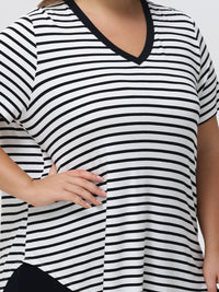 Plus Stripe V-Neck Tee