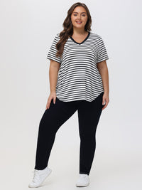 Plus Stripe V-Neck Tee