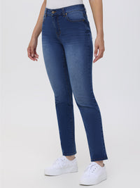 Petite Straight Mid Rise Jean In Medium Wash