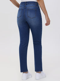 Petite Straight Mid Rise Jean In Medium Wash