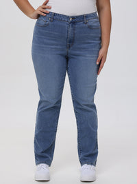 Plus Slim Straight High Rise Jean In Light Wash