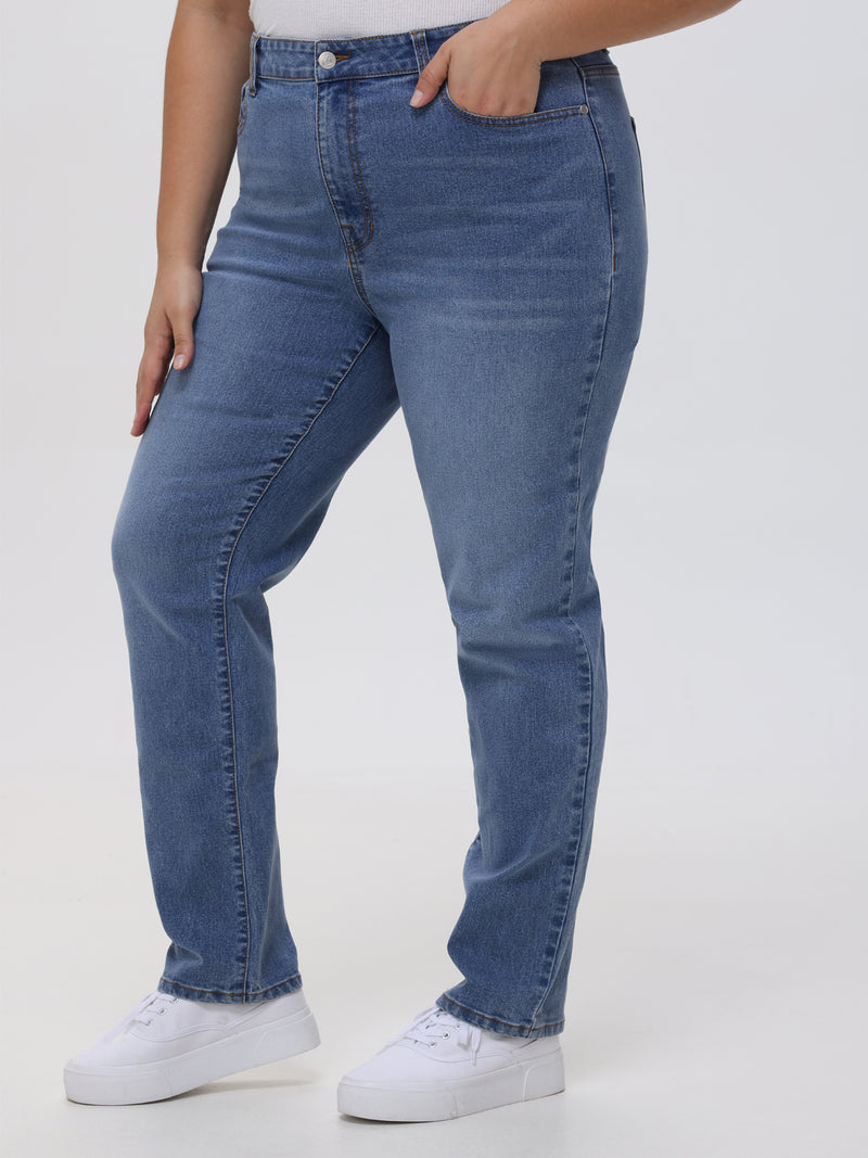 Plus Slim Straight High Rise Jean In Light Wash