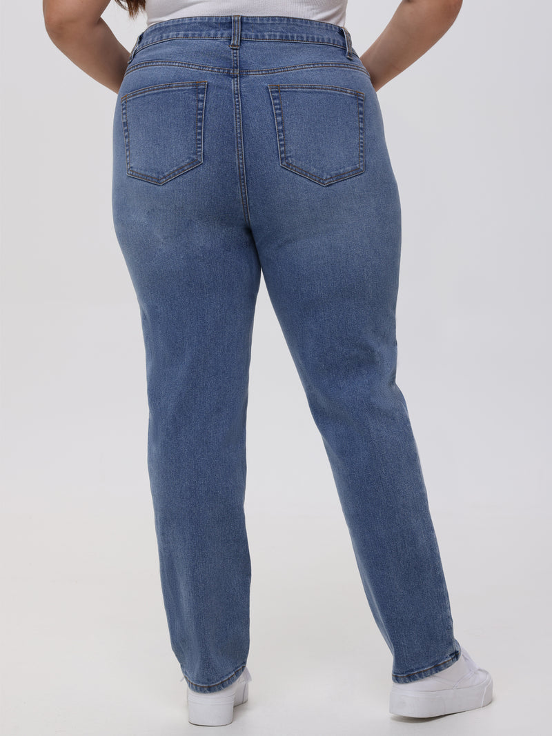 Plus Slim Straight High Rise Jean In Light Wash