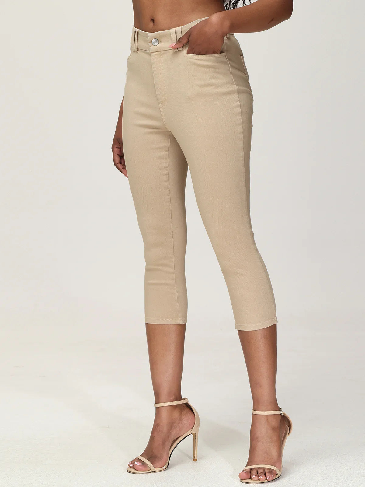 Mid Waist Capri Pants