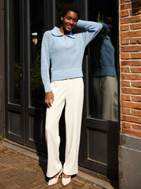 Twill Mid-Rise Straight Leg Pants