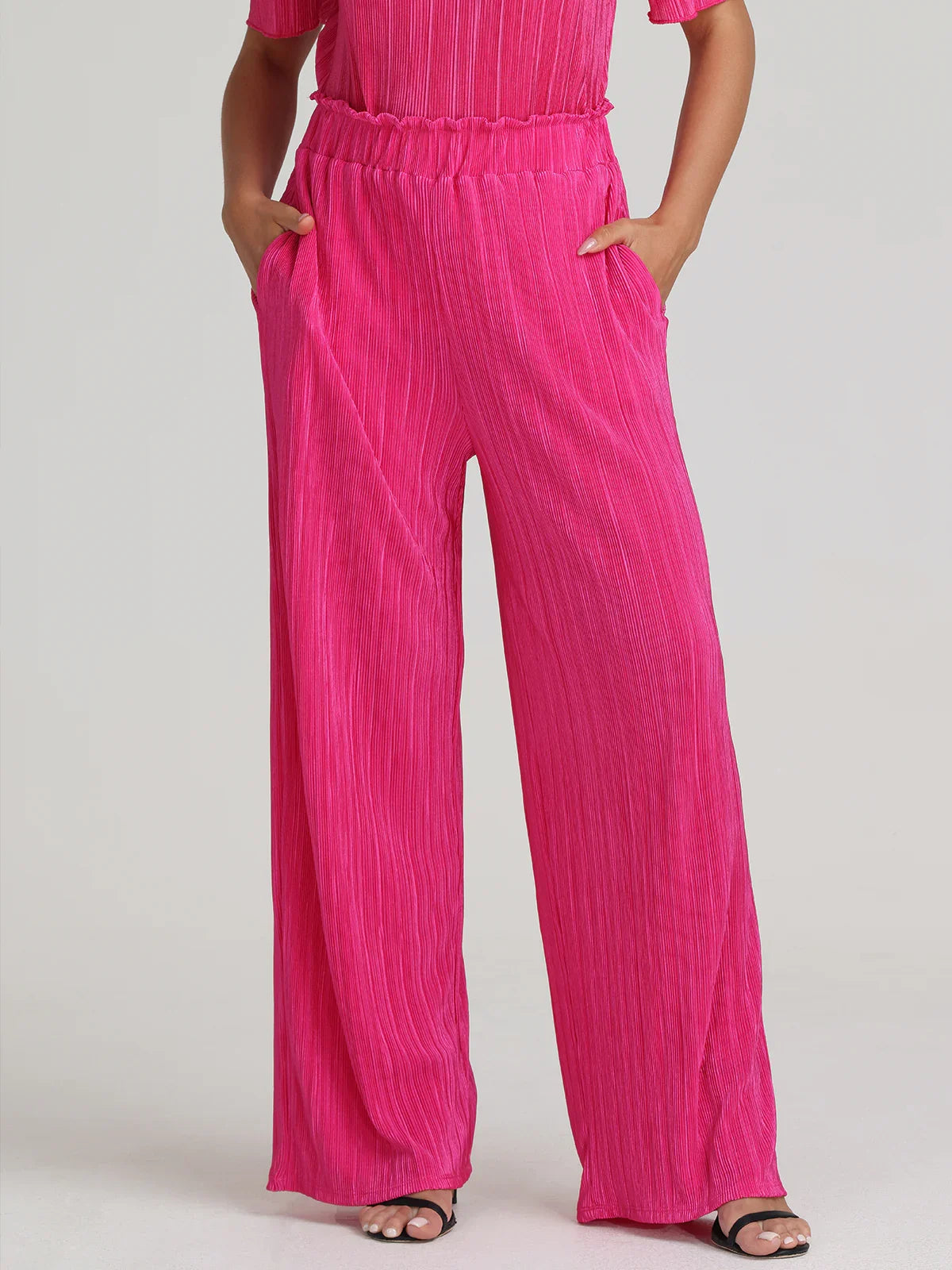Plisse Wide Leg Pants