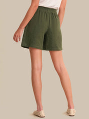 Cotton Crinkle Mid Rise Short Bottom