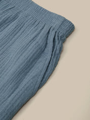 Cotton Crinkle Mid Rise Short Bottom
