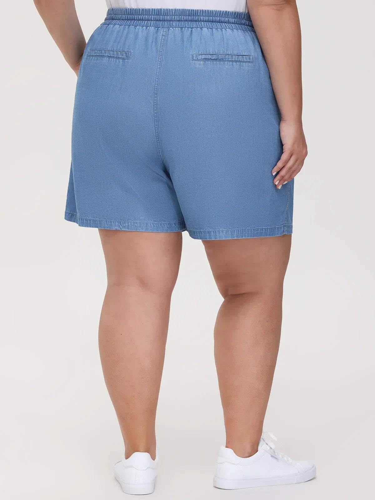 Plus Drawstring Denim Shorts