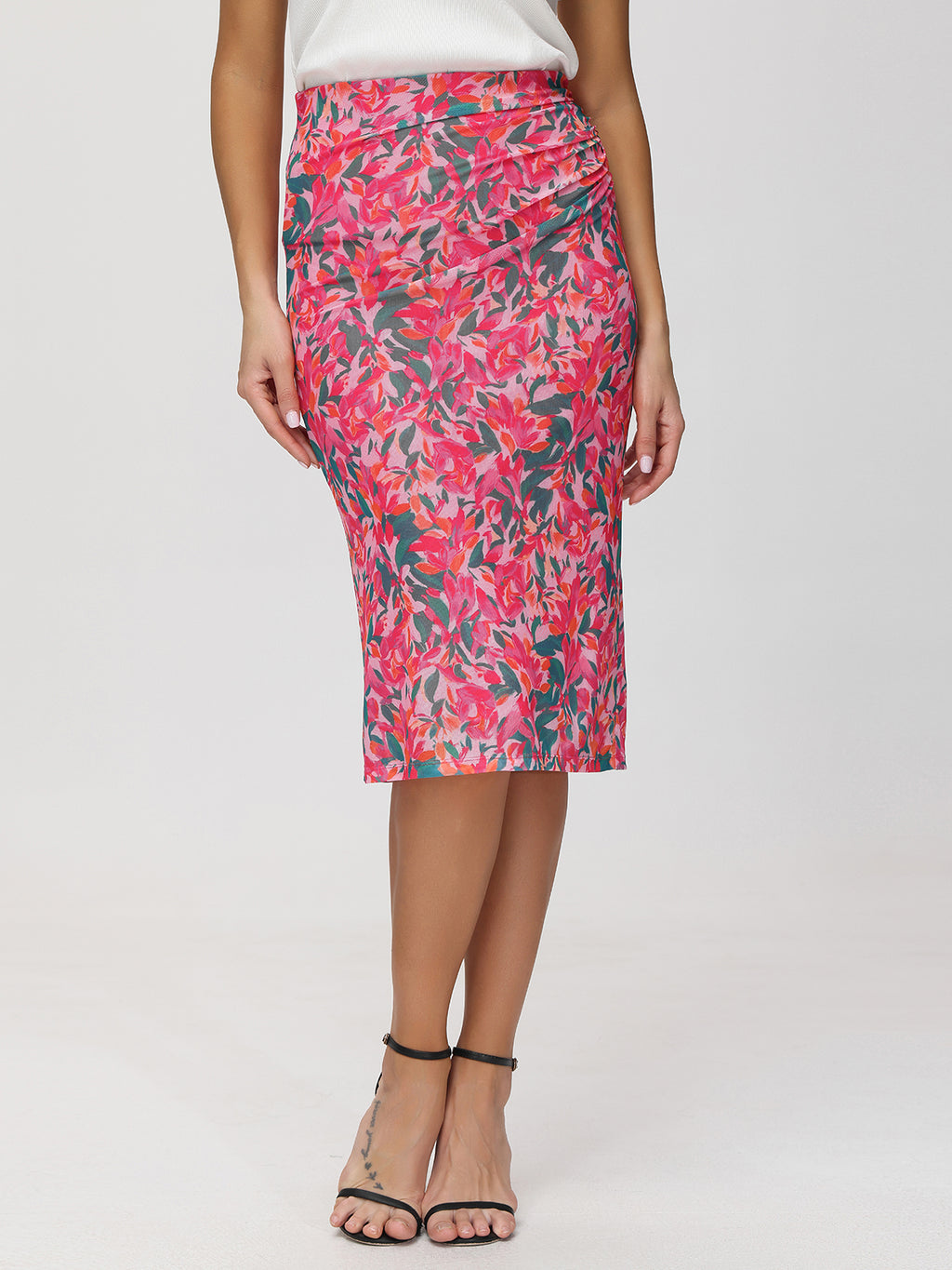 89th + Madison Floral Ruched Maxi Skirt