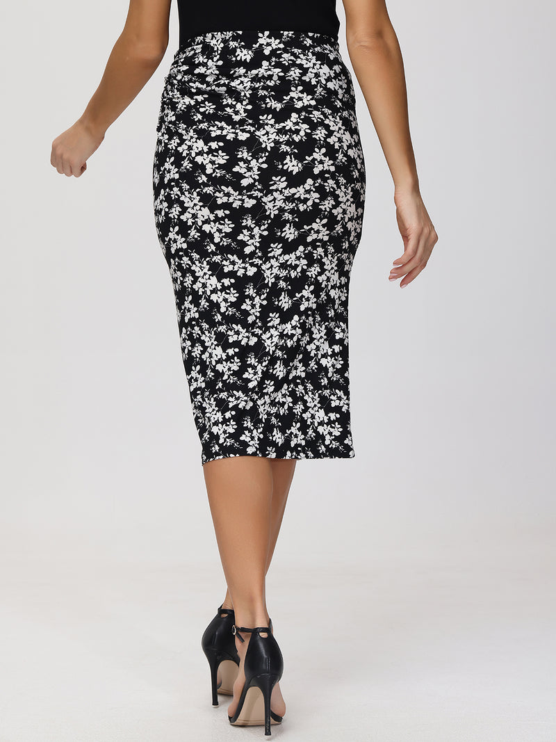 Ditsy Floral Ruched Maxi Skirt