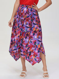 Floral Handkerchief Hem Maxi Skirt