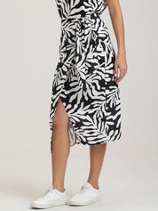 Faux Wrap Tie Side Midi Skirt