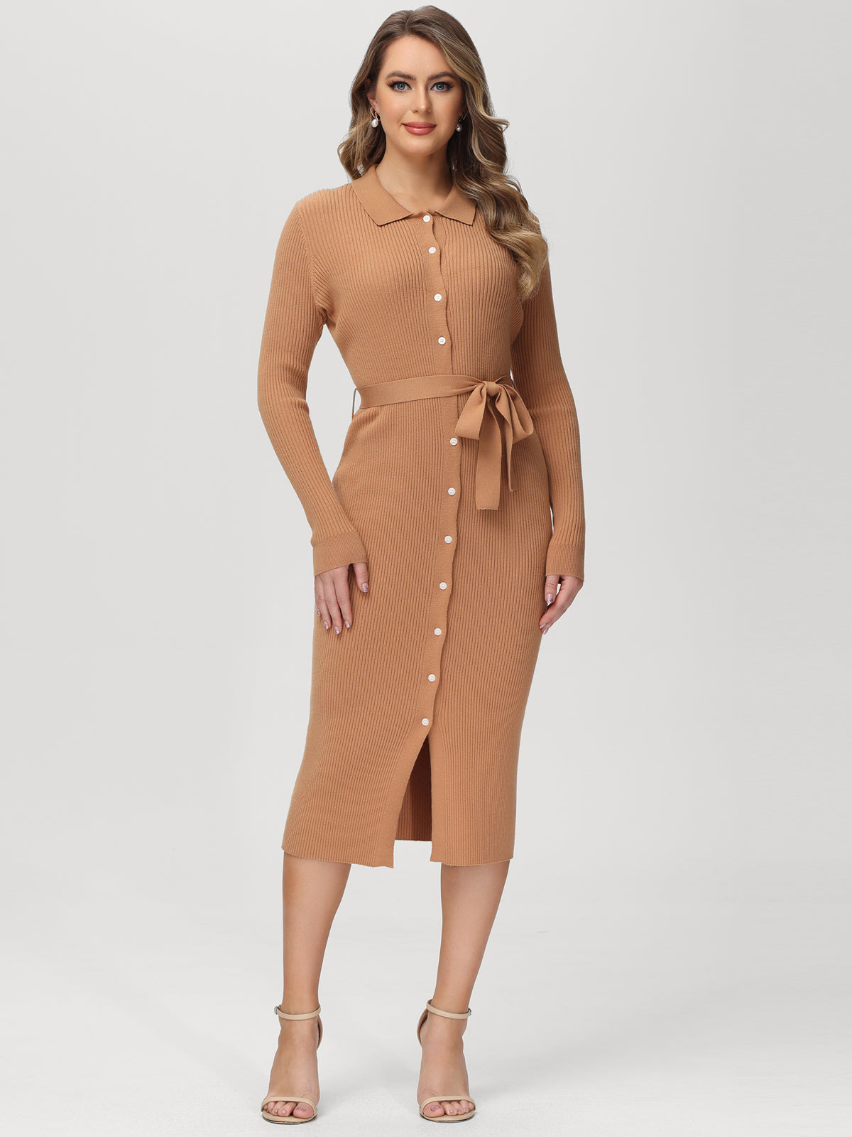 Rib Tie Waist Midi Dress