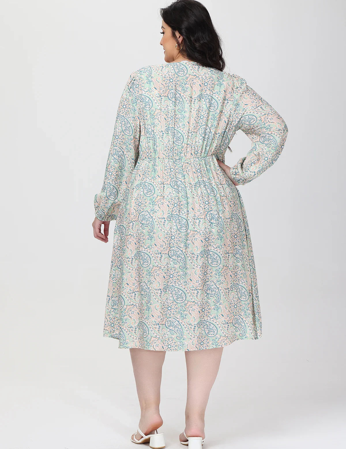 Plus Floral 3/4 Sleeve Popover Dress