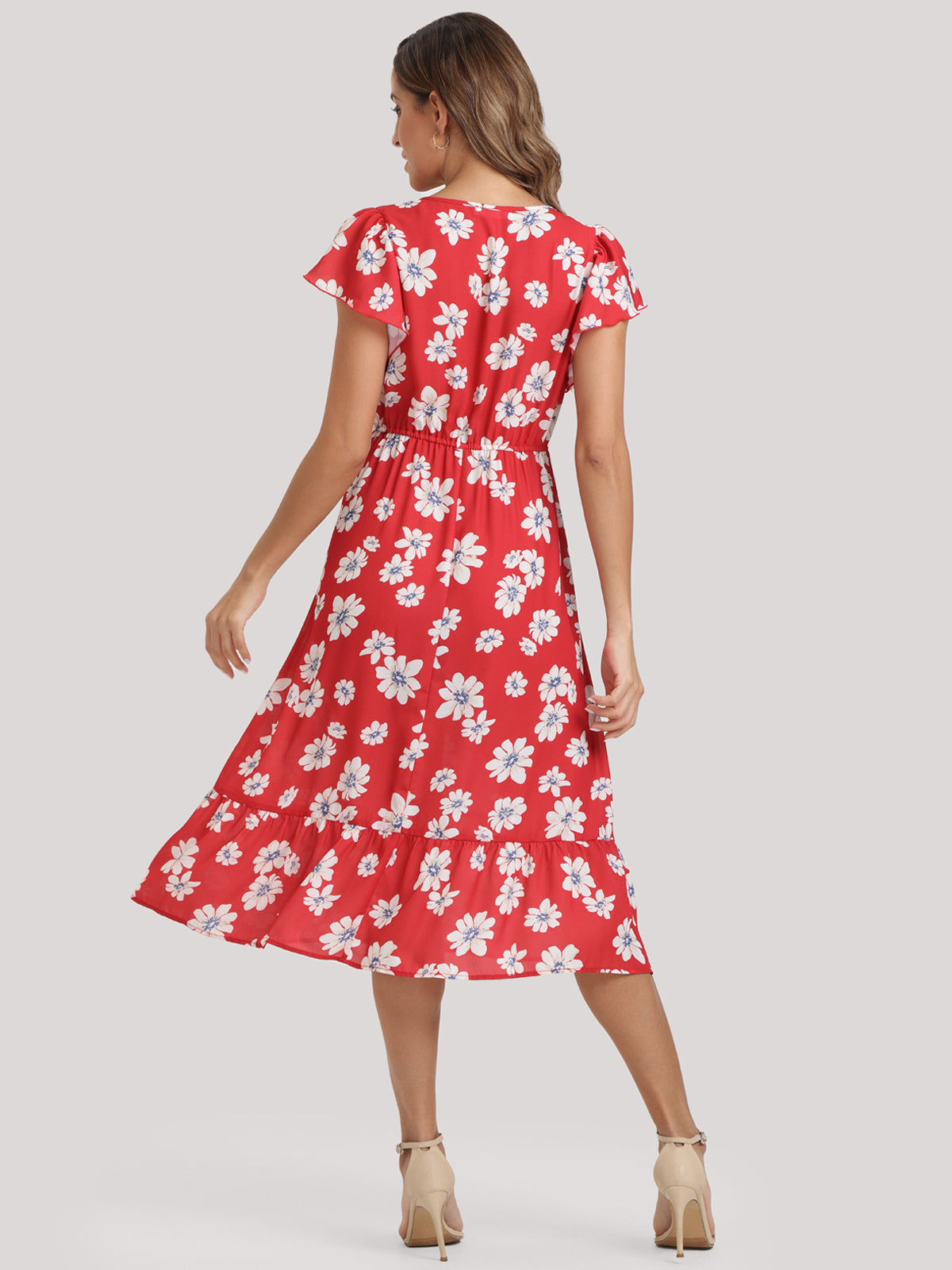 89th + Madison Floral Flutter Sleeve Midi Dress