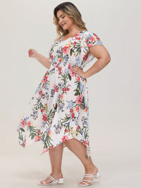 Plus Floral Flutter Sleeve Maxi Dress