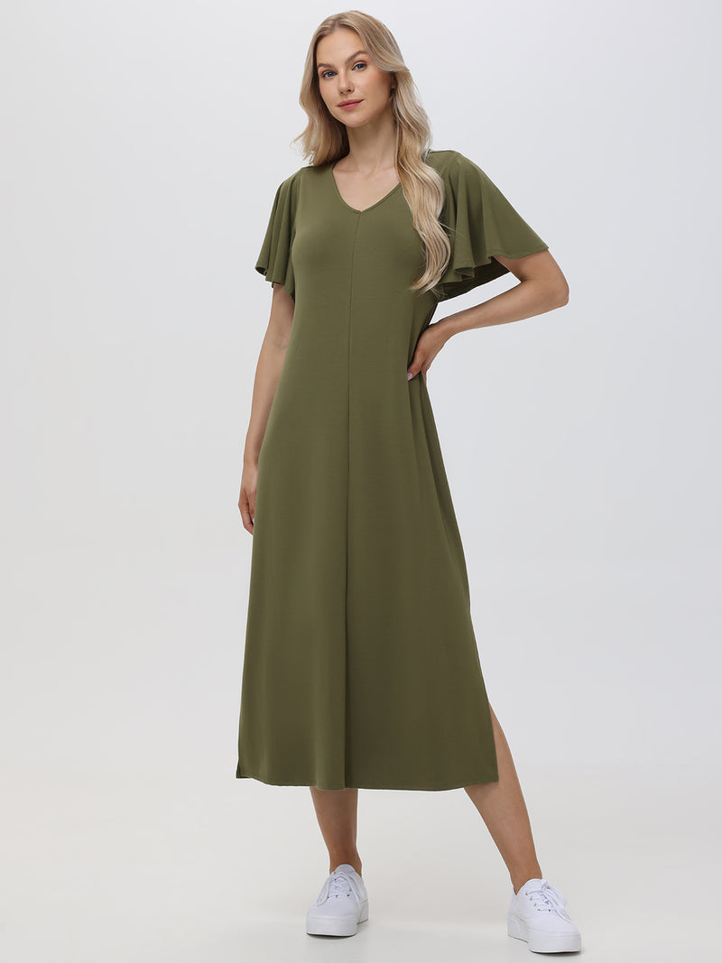 Flutter Sleeve Maxi Dress