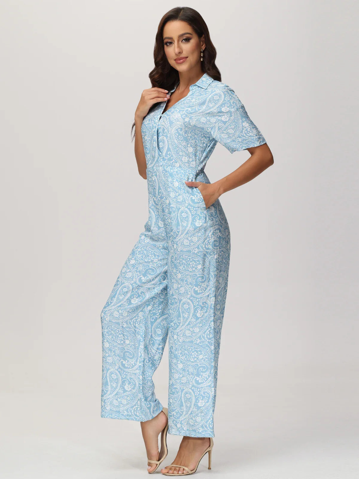 Floral Short Sleeve Jumpsuit