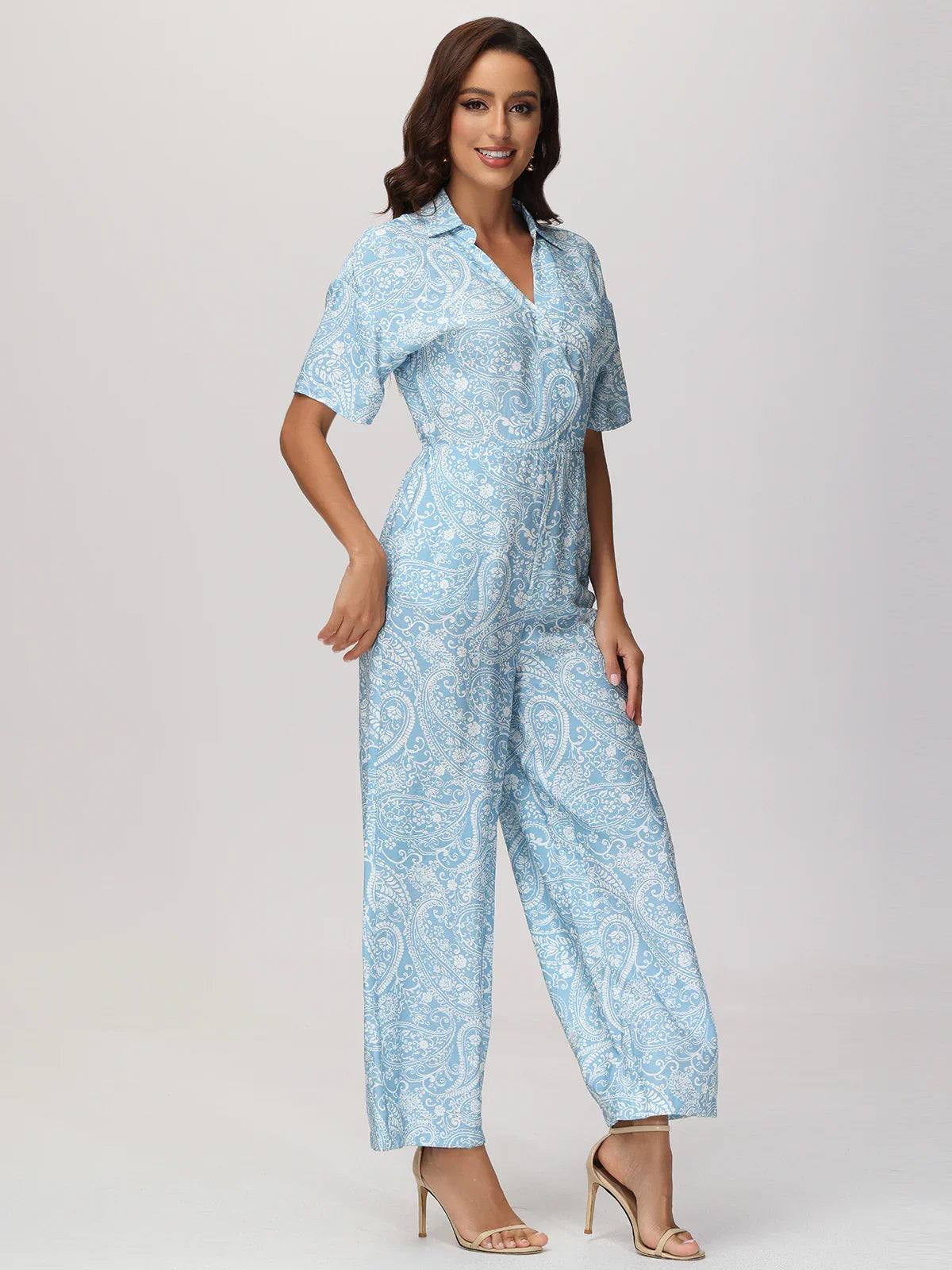 Floral Short Sleeve Jumpsuit