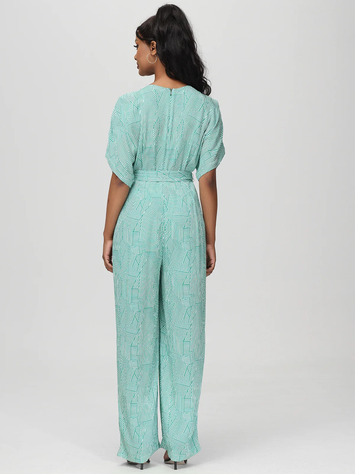 Stripe Geometric Print Jumpsuit