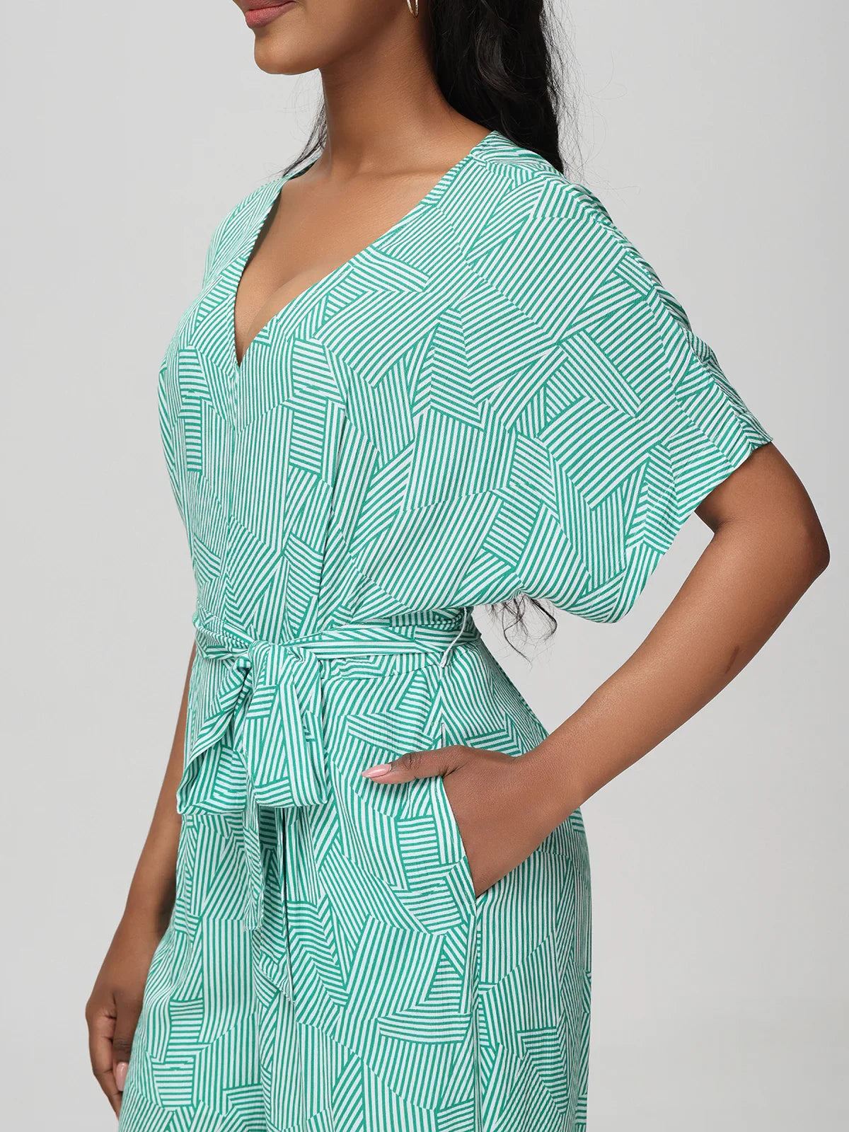 Stripe Geometric Print Jumpsuit