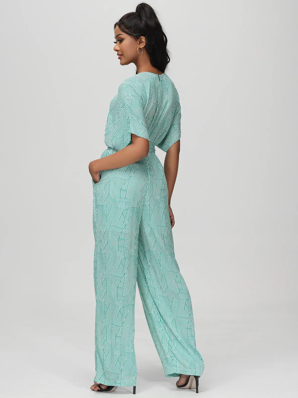 Stripe Geometric Print Jumpsuit