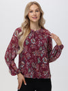 Floral Half Placket Button Blouse