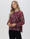 Floral Half Placket Button Blouse