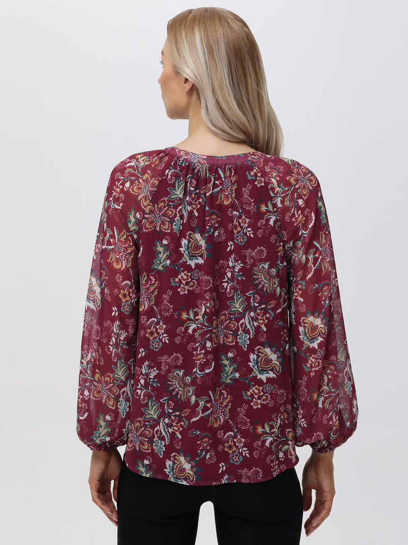 Floral Half Placket Button Blouse