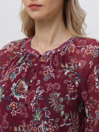 Floral Half Placket Button Blouse