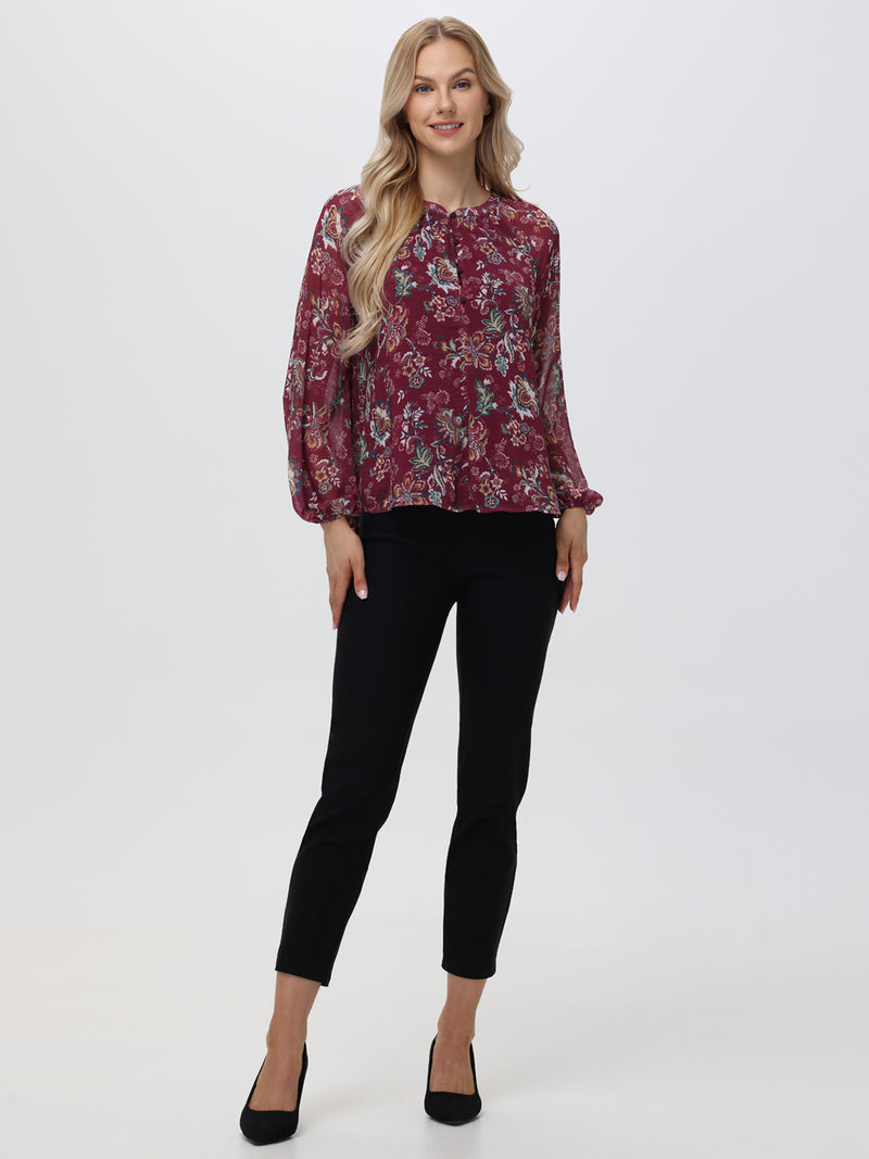 Floral Half Placket Button Blouse