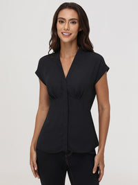 V-Neck Pleated Blouse