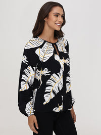 Tropical Leaf Print Blouse